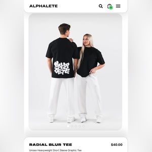 NEW ALPHALETE Unisex Radial Blur Short Sleeve Graphic Tee - Black - Size M